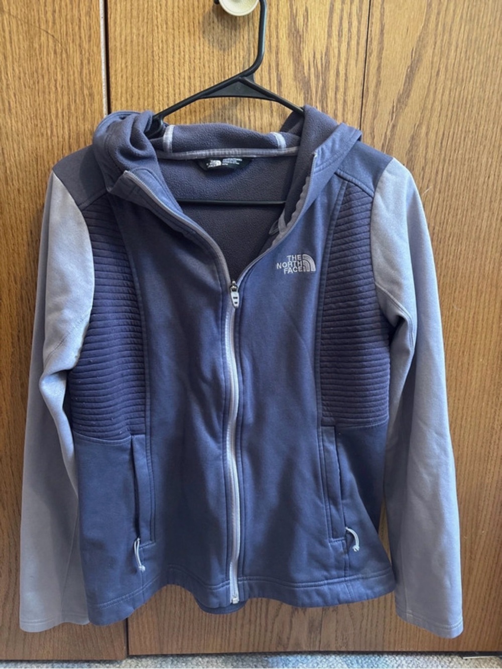The North Face Girls' Two-Tone Navy and Light Gray Hooded Zip Jacket
